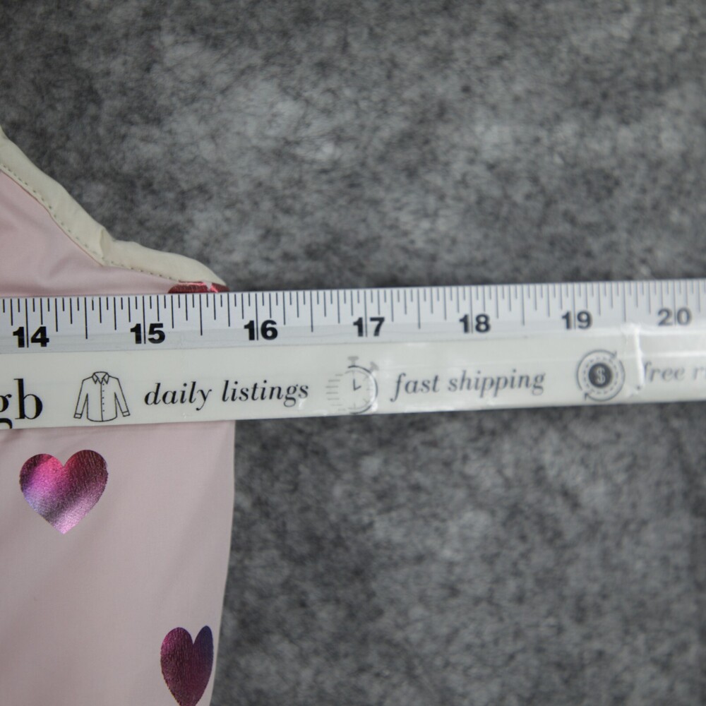 Gap Puffer Vest Girls L/XL Womens XS Off White Pink Metallic Iridescent Heart - Picture 11 of 12